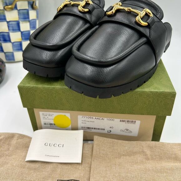 Women's Gucci , leather horse bit mules size 39.5 made in Italy - Picture 9 of 9